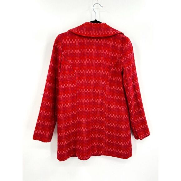 CABI Red Pink Tweed Sloan Snap Button Collared Coat Jacket Size XS - Picture 3 of 9